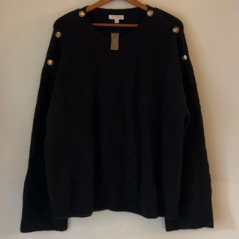 NWT J Crew Cable-knit Sweater Wool Alpaca Blend Buttons in Supersoft Yarn Sz XXL